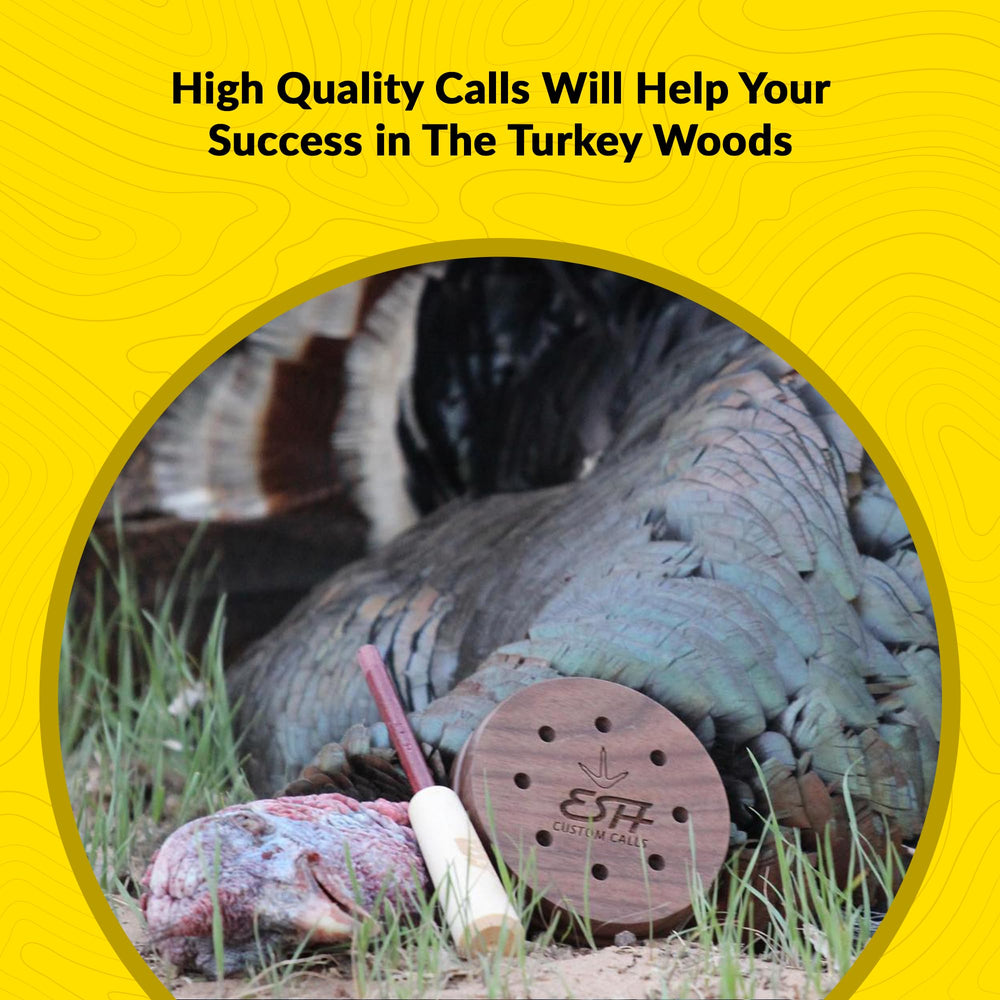ESH walnut slate turkey pot call ergonomic hold supports comfortable handling on hunts.
