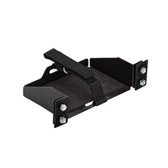 Eskimo 35000 battery tray mounted inside shelter for secure 12V power on the ice.