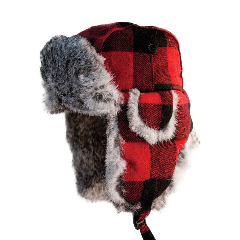 Eskimo fur hat snaps and forehead flap secure fit