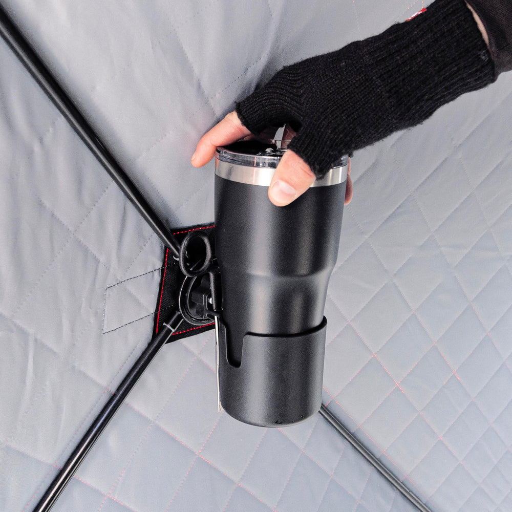 Close-up of the locking connection on the Eskimo E-Hub Cup Holder