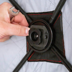 Cup holder holding a mug and tumbler with the E-Hub system