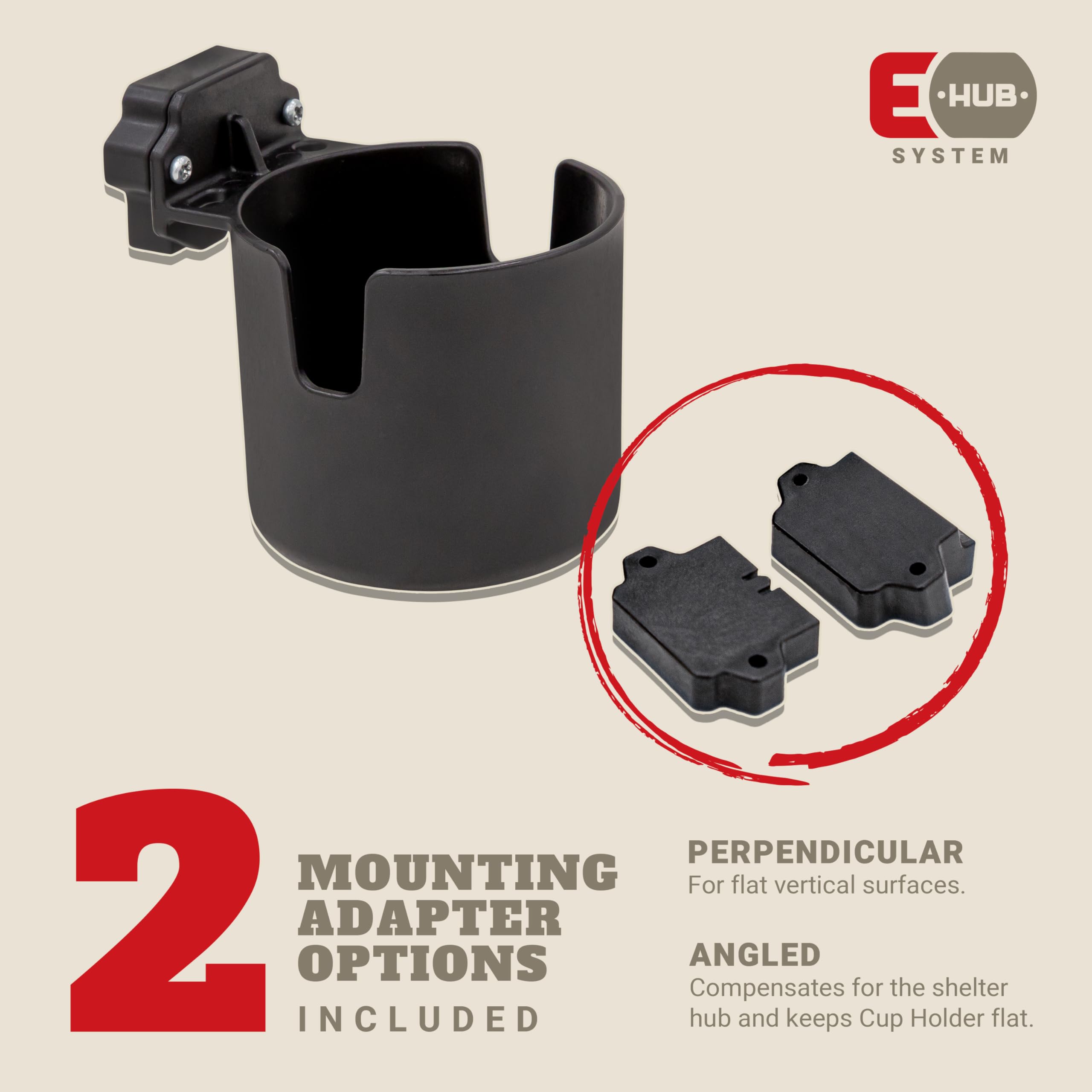 Angled mounting adapter keeping the cup holder flat on sloped surfaces