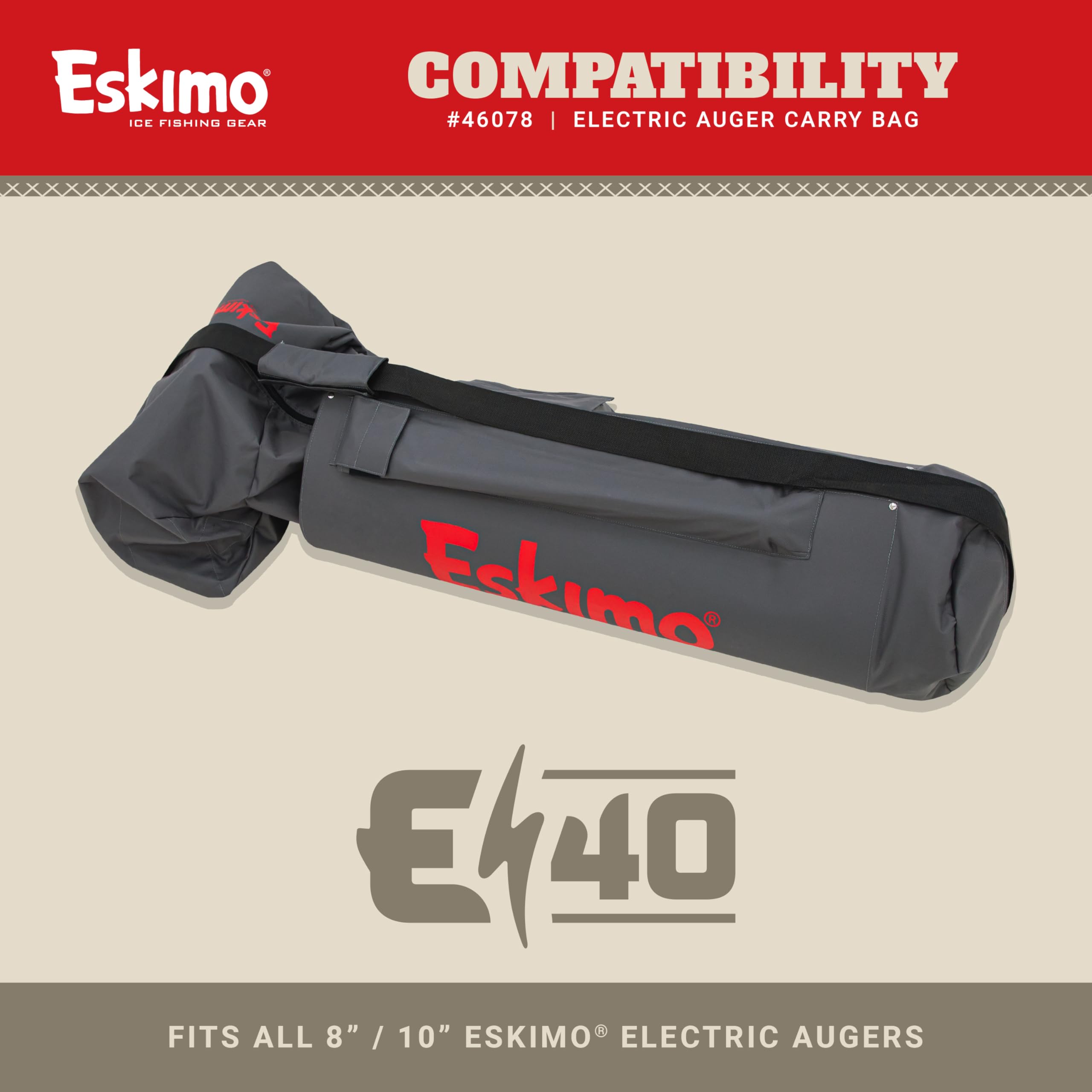 Eskimo Electric Auger Carry Bag 600 denier fabric for rugged use.
