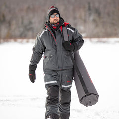 Eskimo Electric Auger Carry Bag exterior pockets organize tools and quick connect kit.