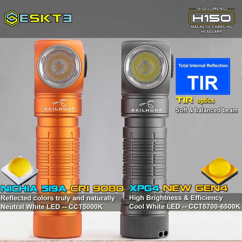 ESKTE H150 on hiking gear showing rugged aluminum body for tough conditions.