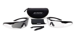 ESS Crossbow 2X clear-lens shield delivers fog-free clarity and UVA/UVB protection.