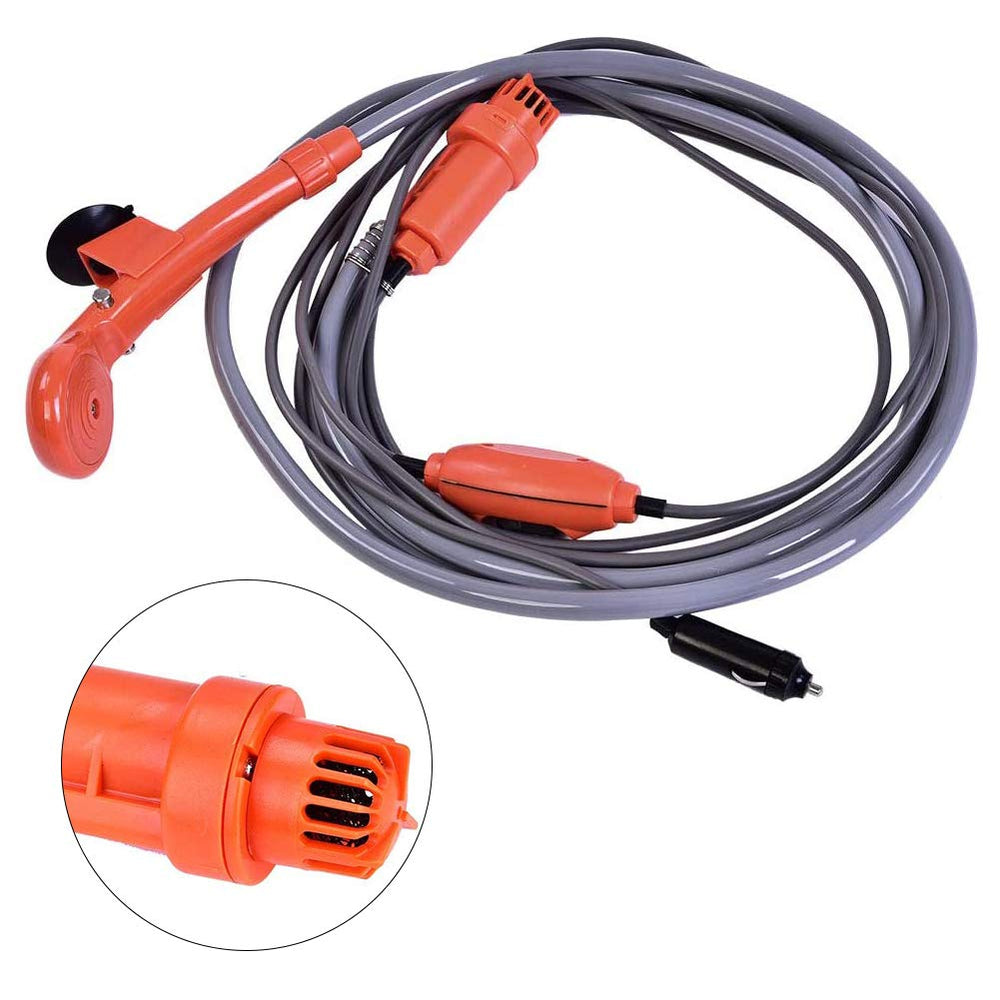 Estink car mount setup attached to vehicle for hands free showering