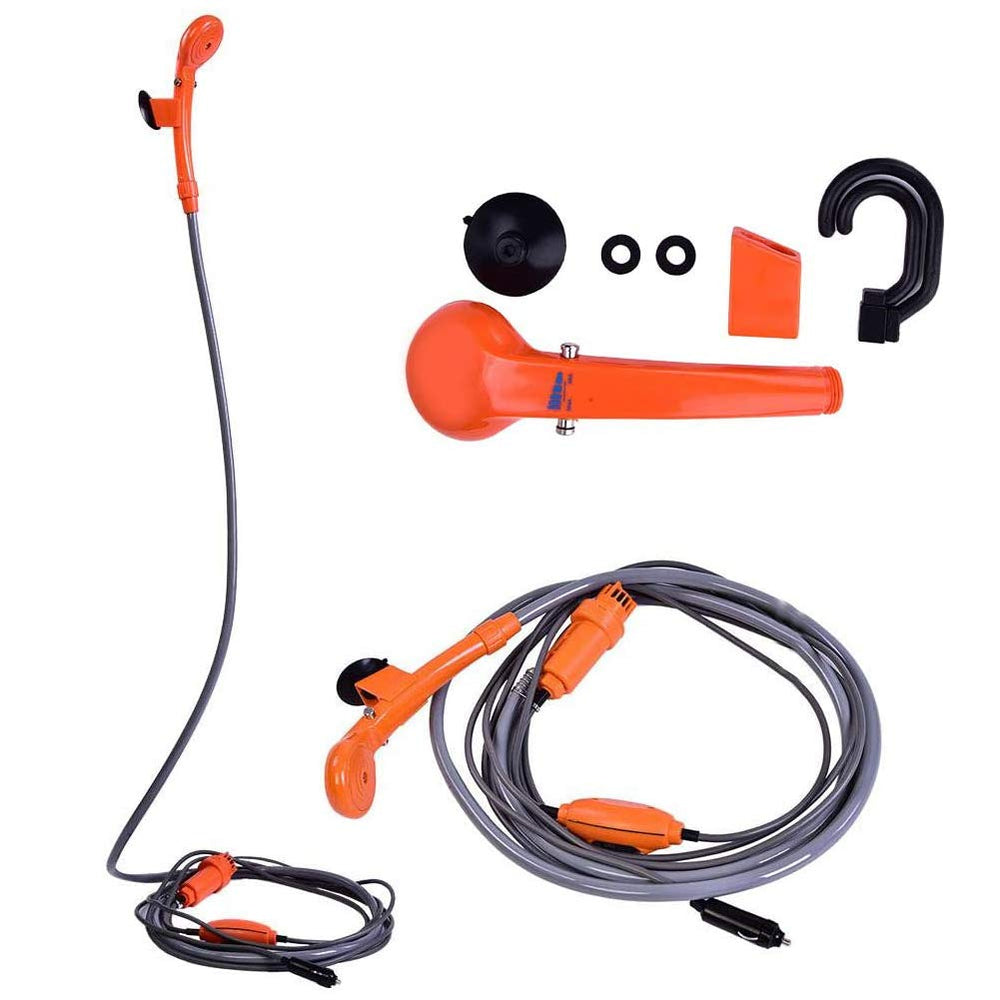 Estink portable outdoor shower with height adjustable hook for flexible setup