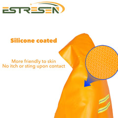 Estresen fireproof cloak features back reflective strip for nighttime visibility.