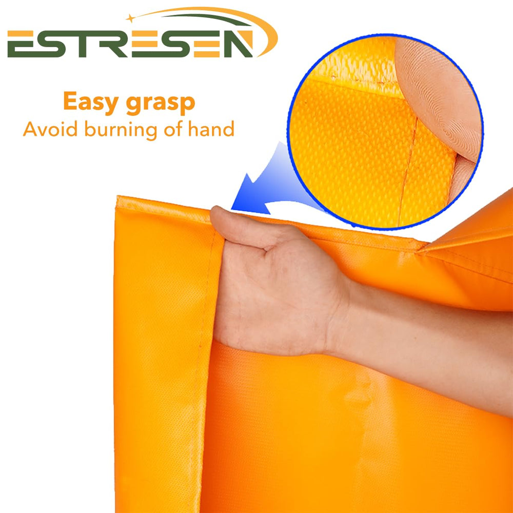 Estresen fireproof cloak folds compactly for easy storage.