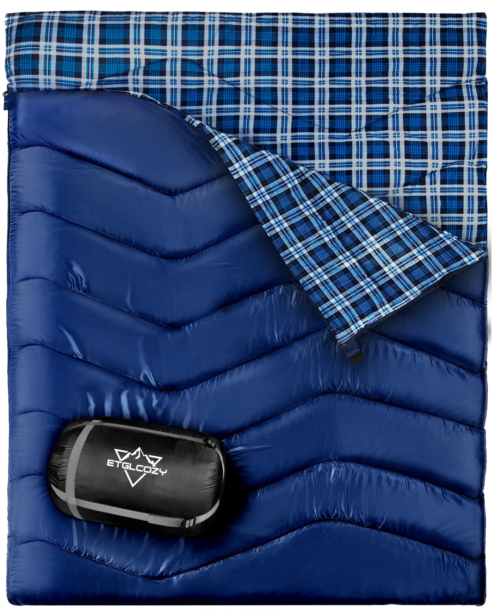 ETGLCOZY queen-size dual sleeping bag provides spacious comfort for couples on camping trips.