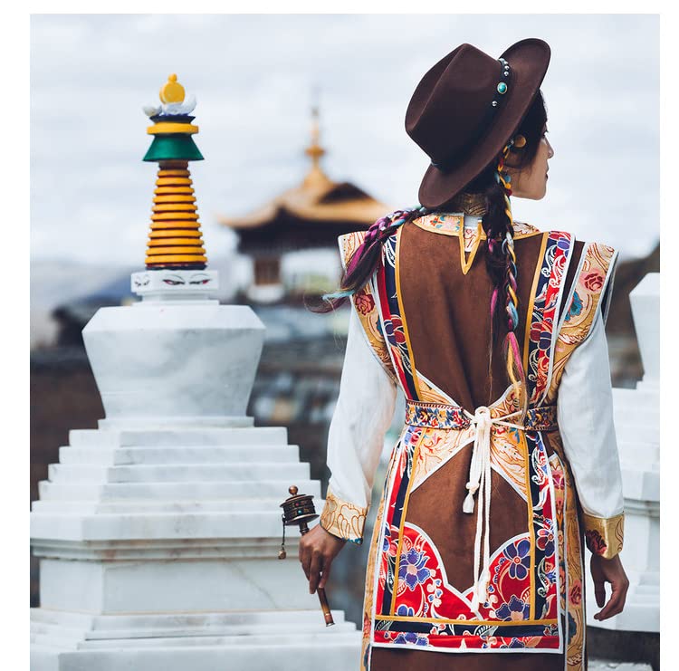 Ethnic knitted hat band with tassels and beads detail