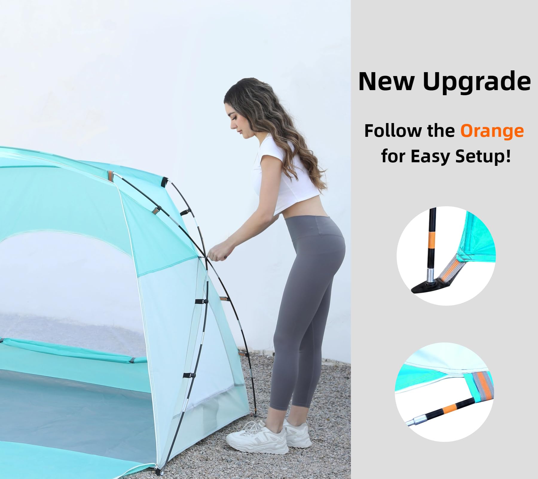 Etto Cross-design Beach Tent with durable frame withstands windy days.