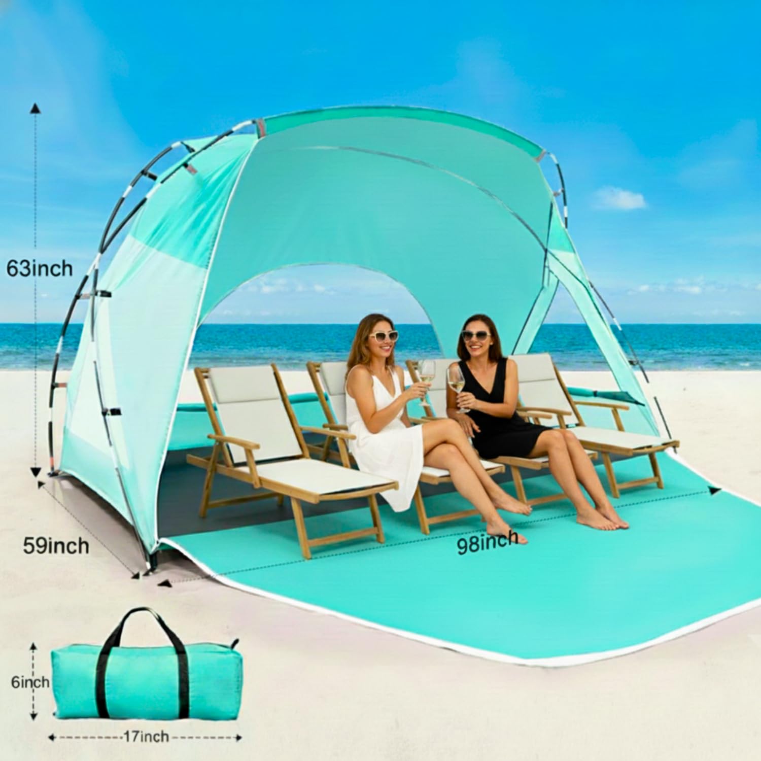 Etto Beach Tent setup in three steps for easy portability.