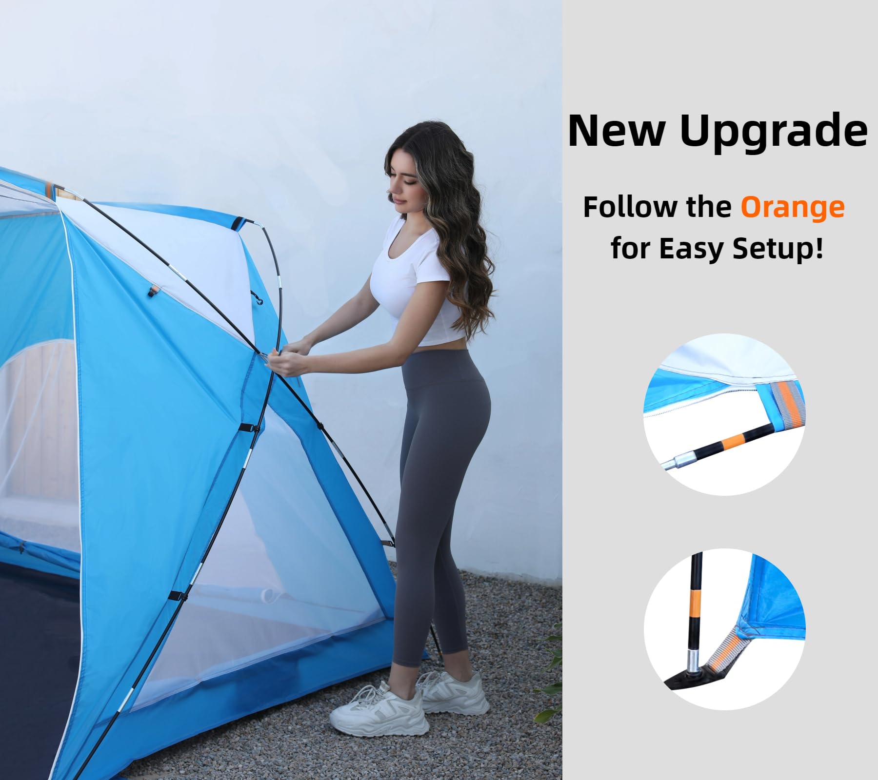 Etto Beach Tent fiberglass frame detail demonstrates sturdy construction.