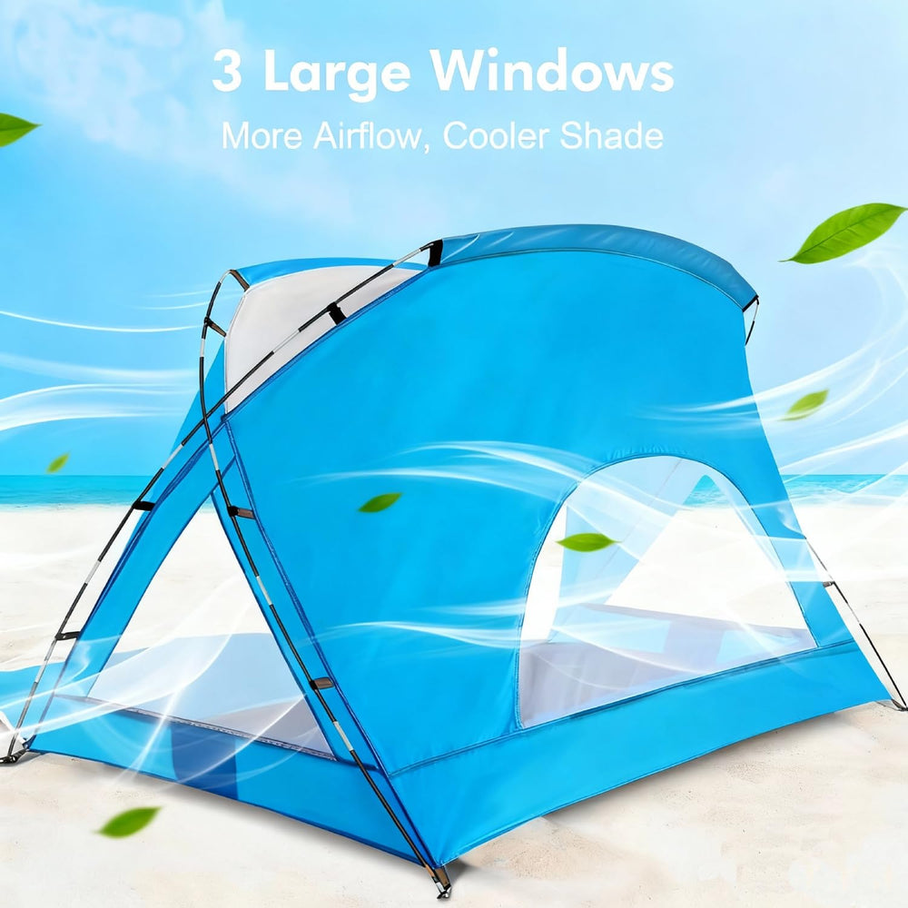 Etto Beach Tent UPF 50+ fabric blocks sun while keeping you cool.