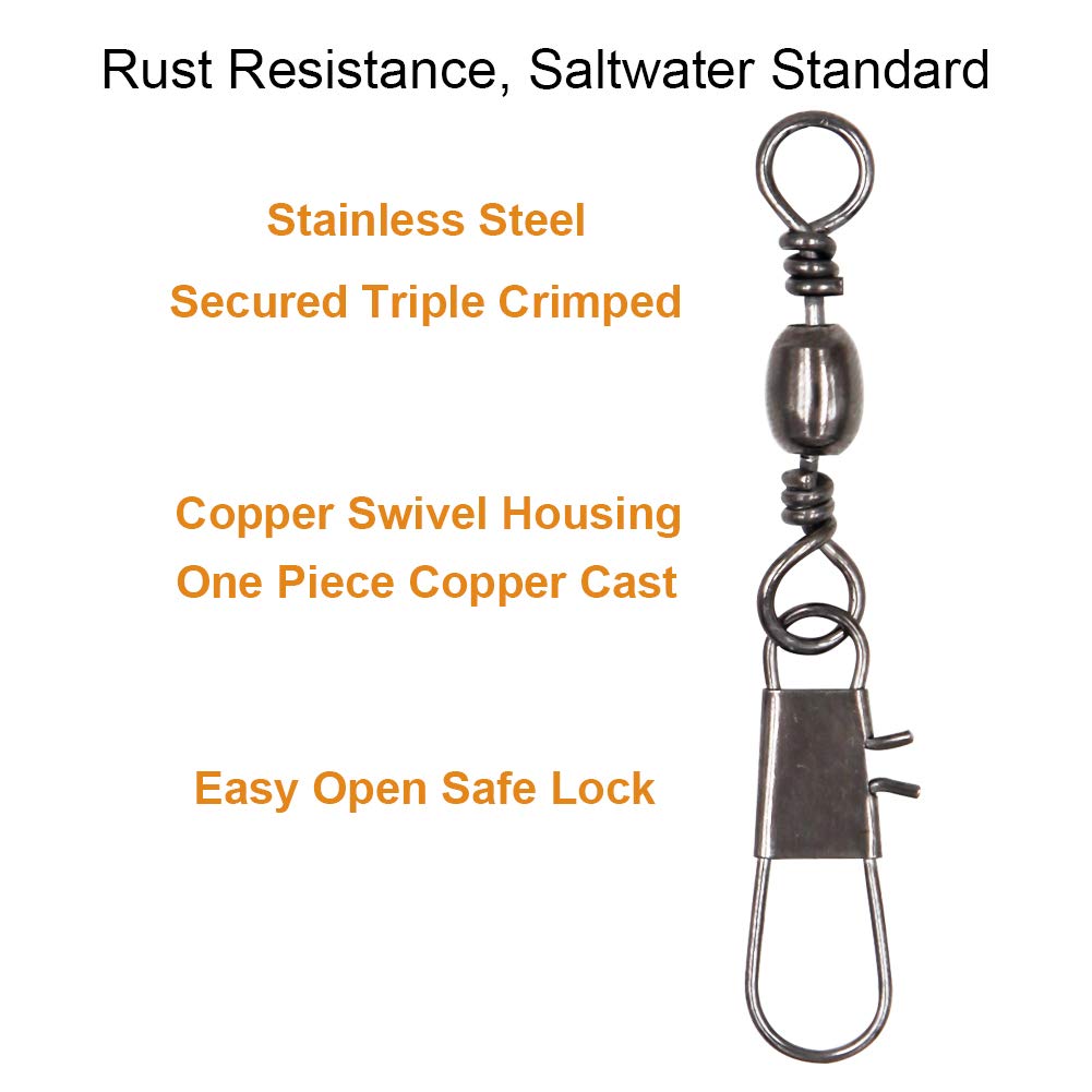 EuTengHao size #10 barrel swivel with safety snap, 50pcs