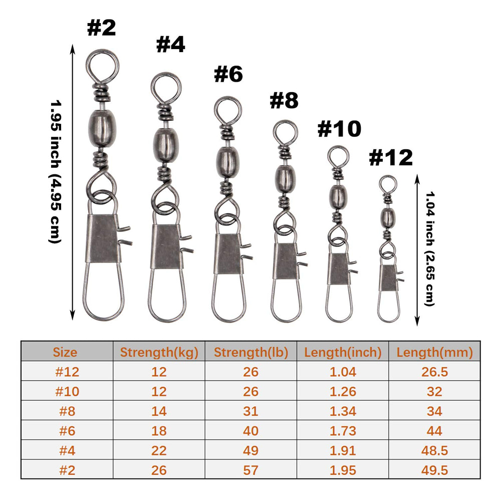 EuTengHao size #6 barrel swivel with safety snap, 40pcs