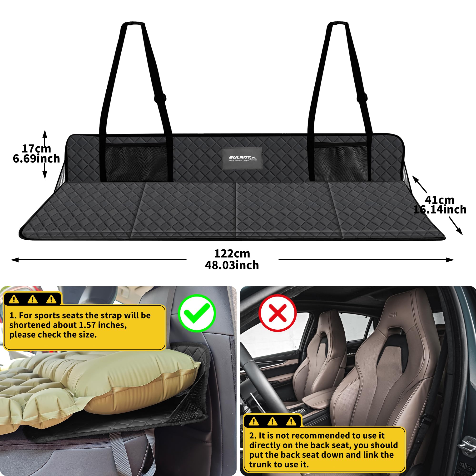 EULANT foldable car bed mattress carry-ready design for easy storage.