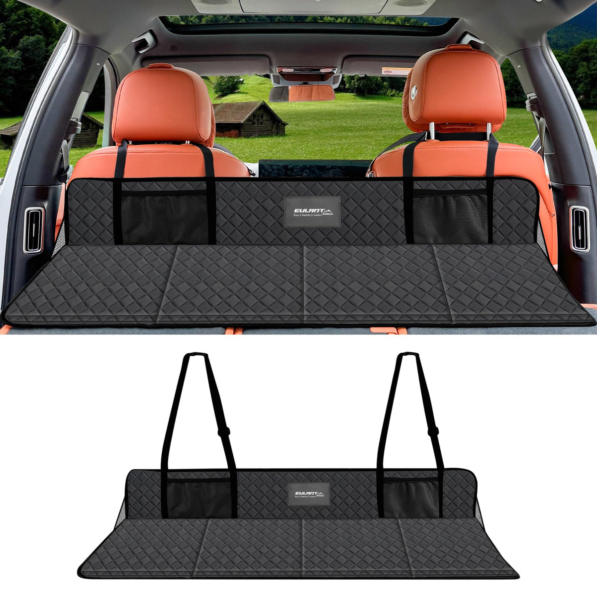 EULANT portable air mattress backseat assembly enables quick, comfortable car setup.