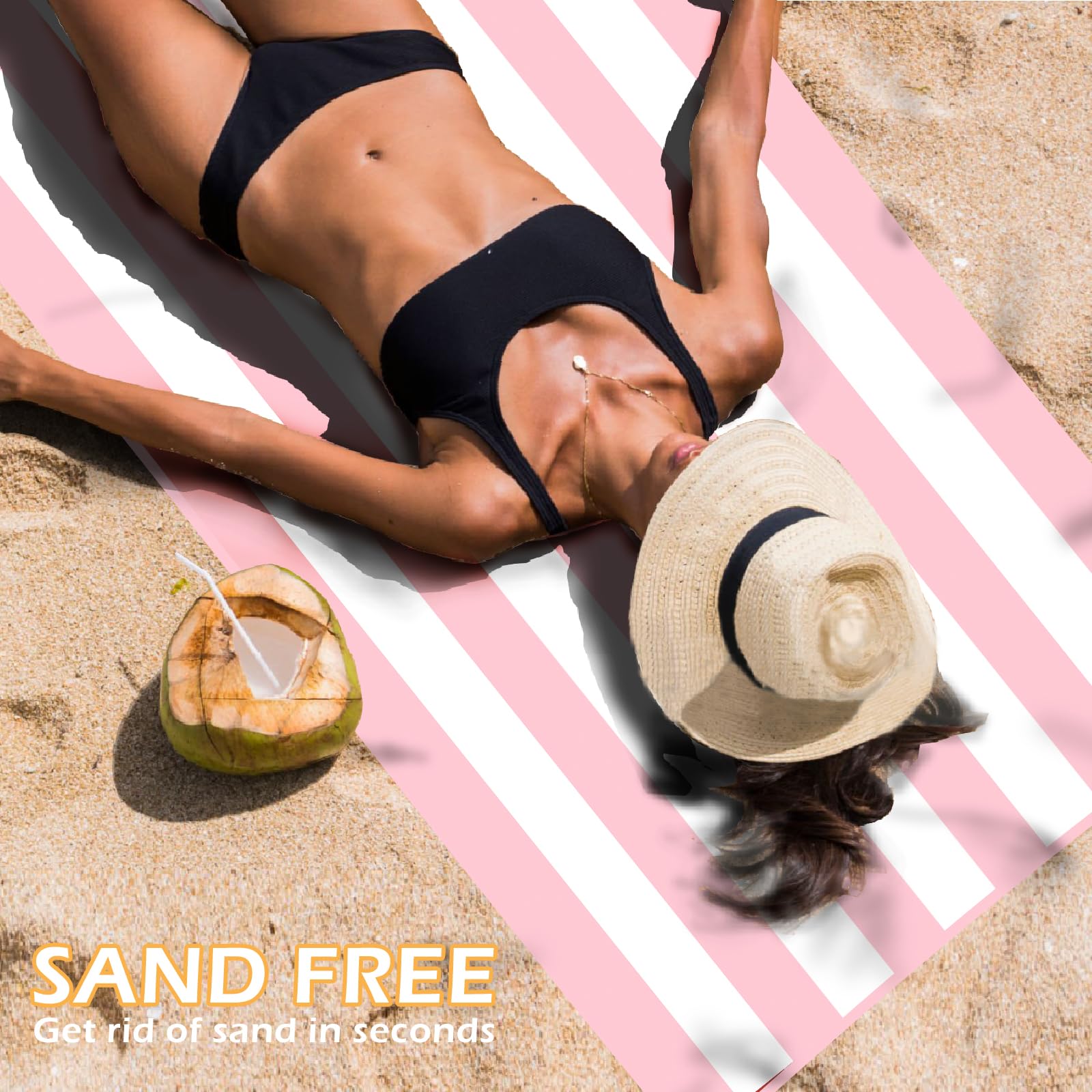 Eunzel striped navy and pink double-sided design for stylish beach days.