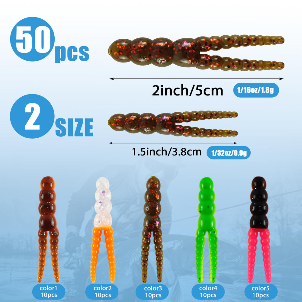 Crappie split-tail grub bodies in 1.5 inch size