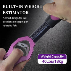 Built-in weight estimator on the handle up to 40 lbs (18 kg)