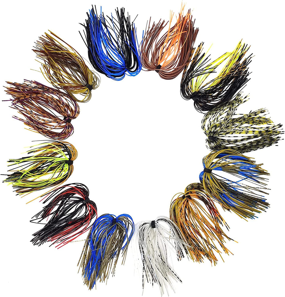 Eupheng 12 colors silicone jig skirts set – 5-inch length, assorted series