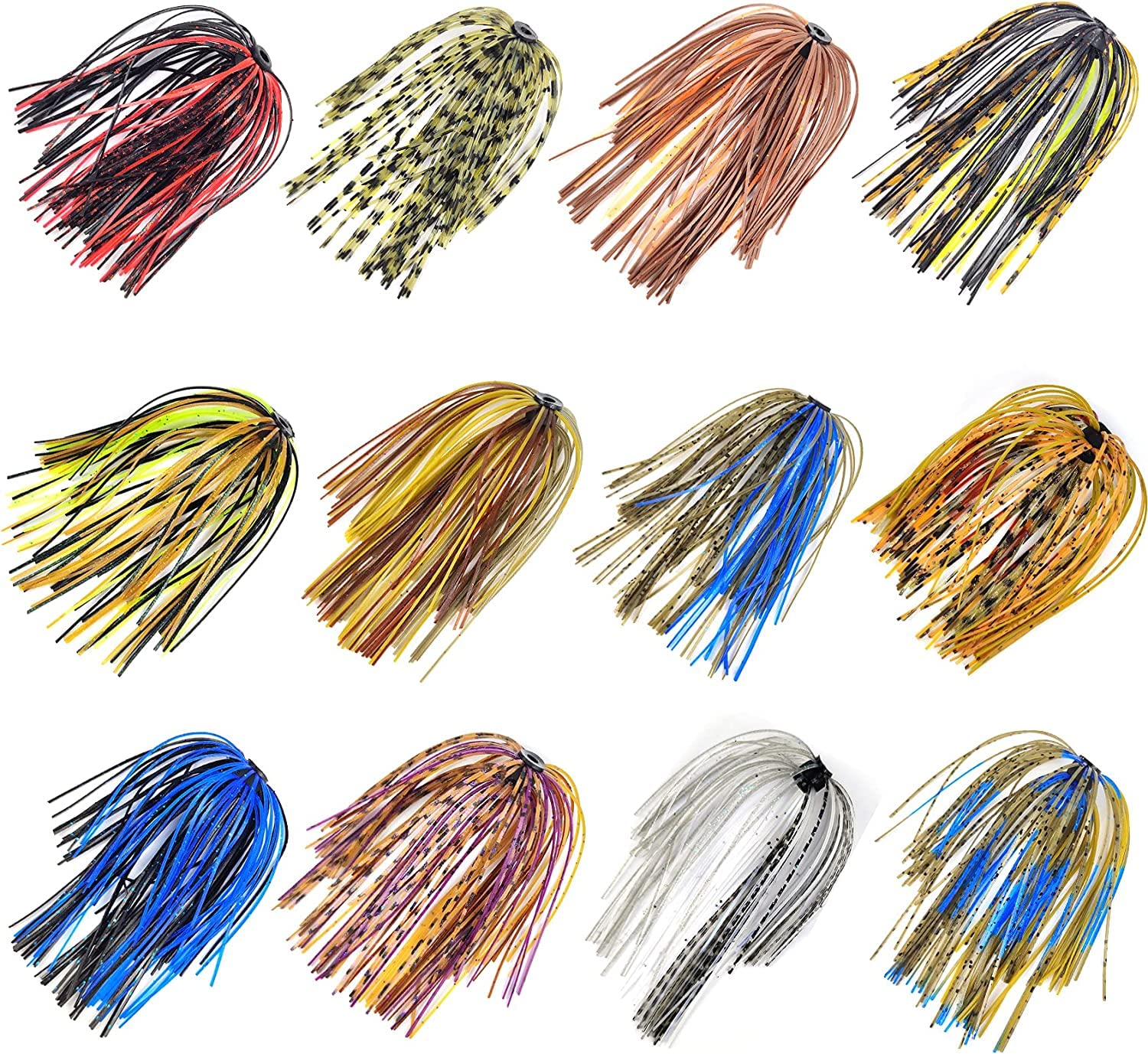 Close-up of pearl flakes on silicone jig skirts