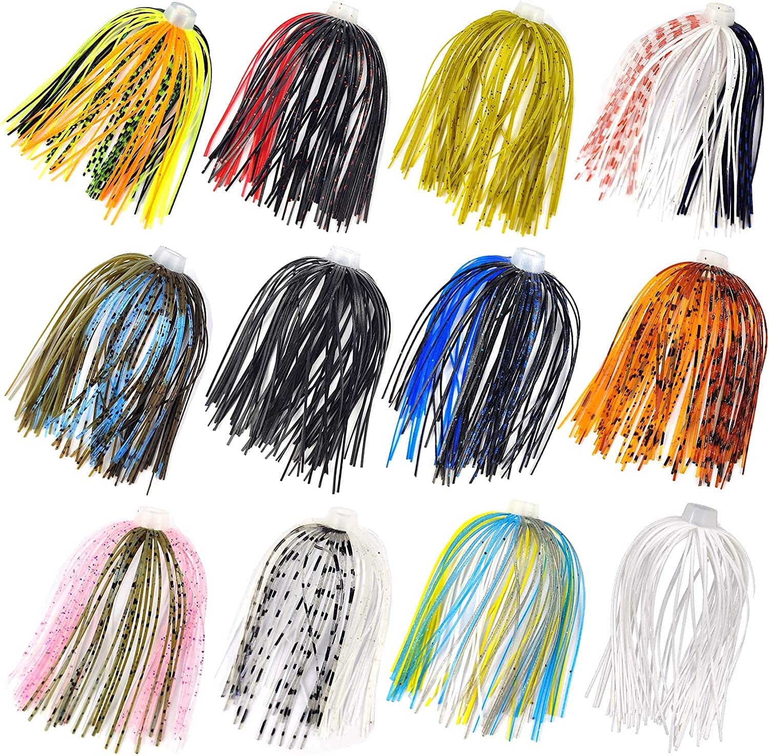 Close-up of 44-49 colorful strands with pearl flakes