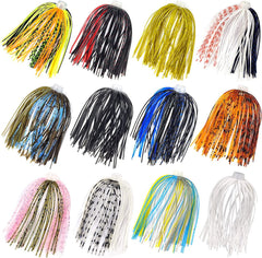 Close-up of 44-49 colorful strands with pearl flakes