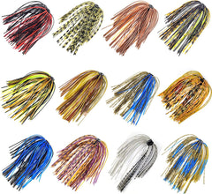 Close-up of pearl flakes on silicone jig skirts