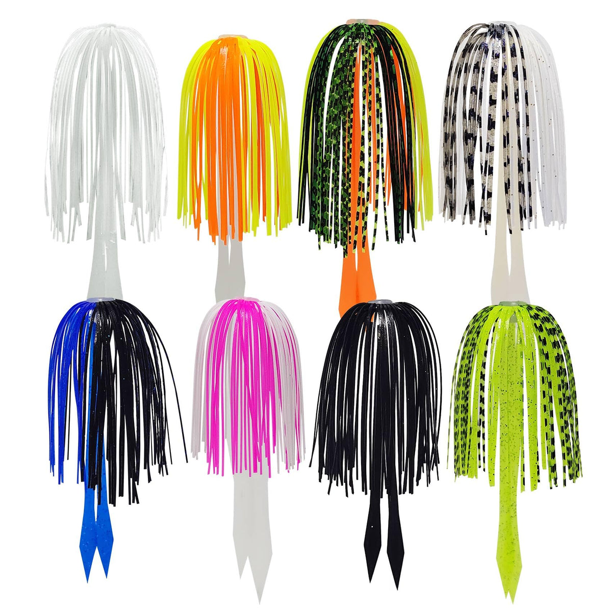Eupheng 12-color silicone jig skirts close-up – set 1
