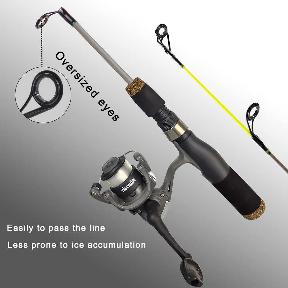 EUPHENG Aventik AW-100 ice reel shows smooth line pass with gloves-on use.