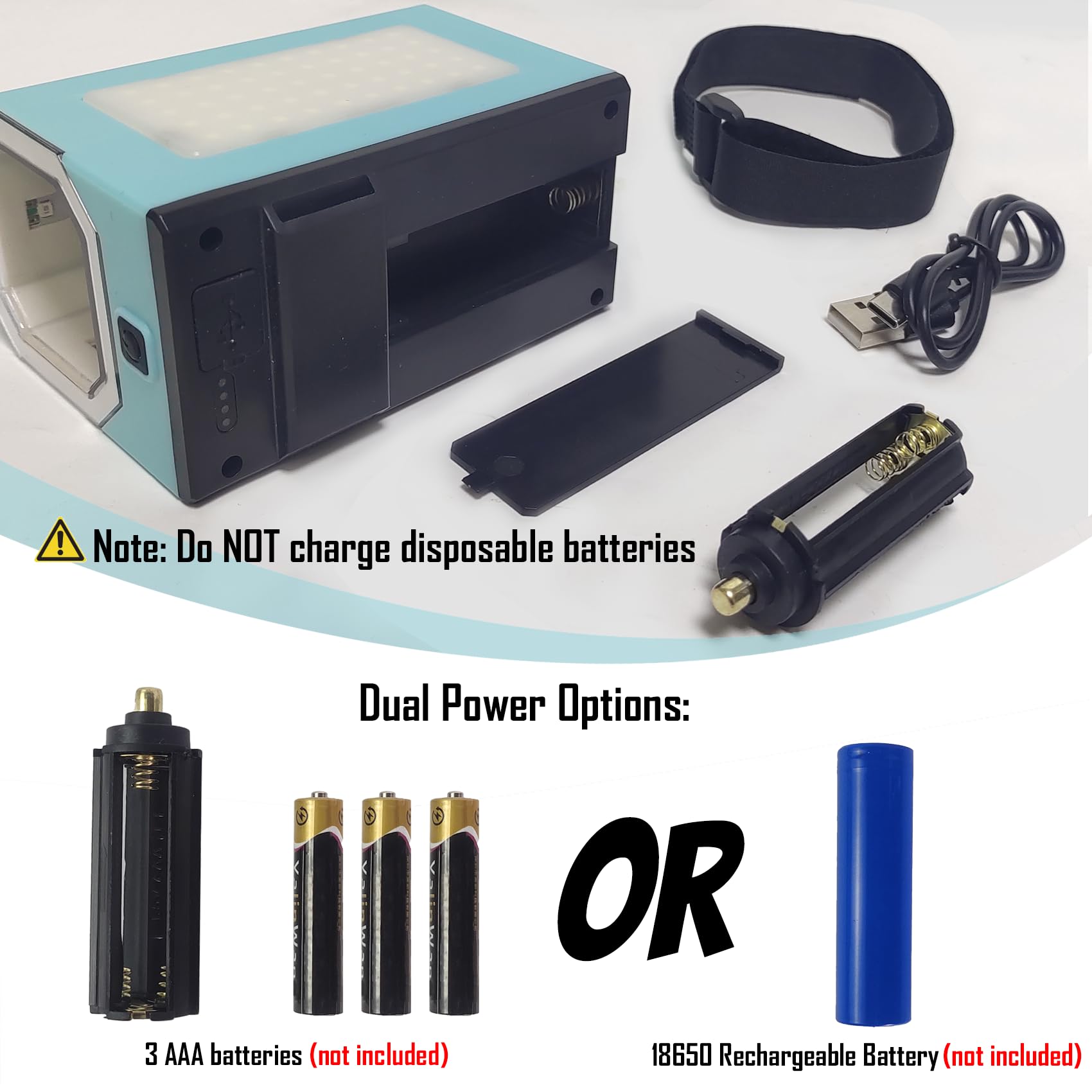 Dual power options with removable battery case and Type-C charging