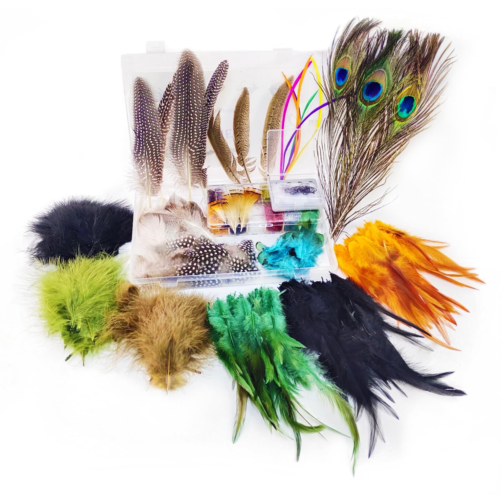 EUPHENG feathers collection close-up shows natural movement for realistic fly patterns.