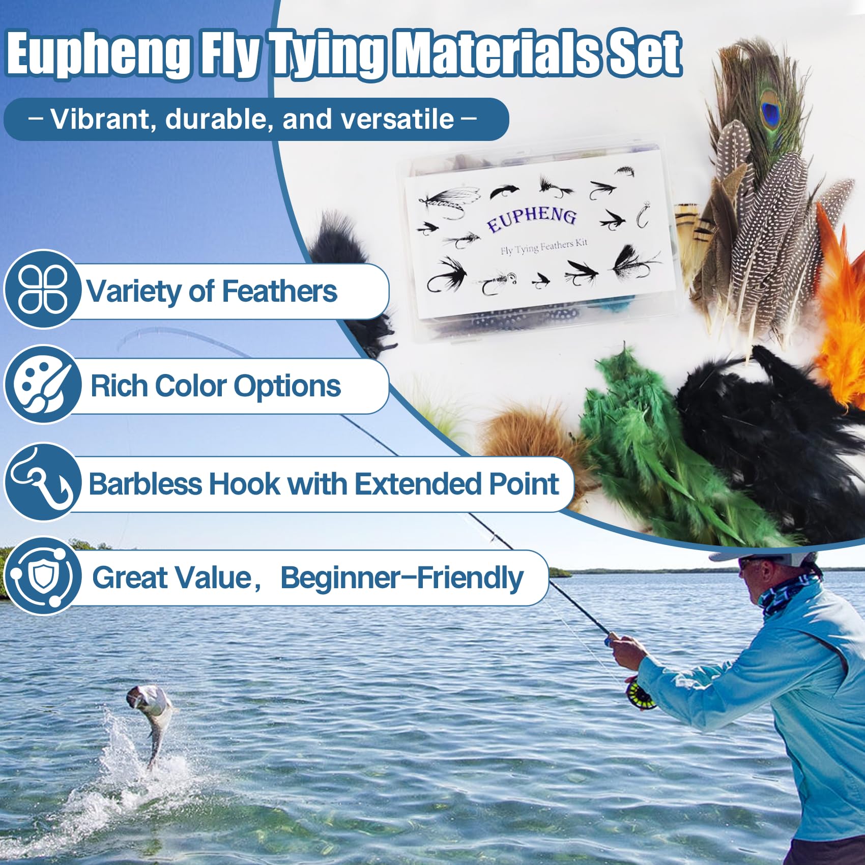 EUPHENG high-carbon steel hooks demonstrate strong penetration and secure hook-ups.