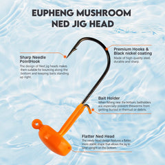 Premium Ned Rig jig head with black nickel finish for durability and penetration.