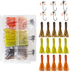Eupheng 3.5-inch tube baits kit with 15 soft plastics and 10 jig heads