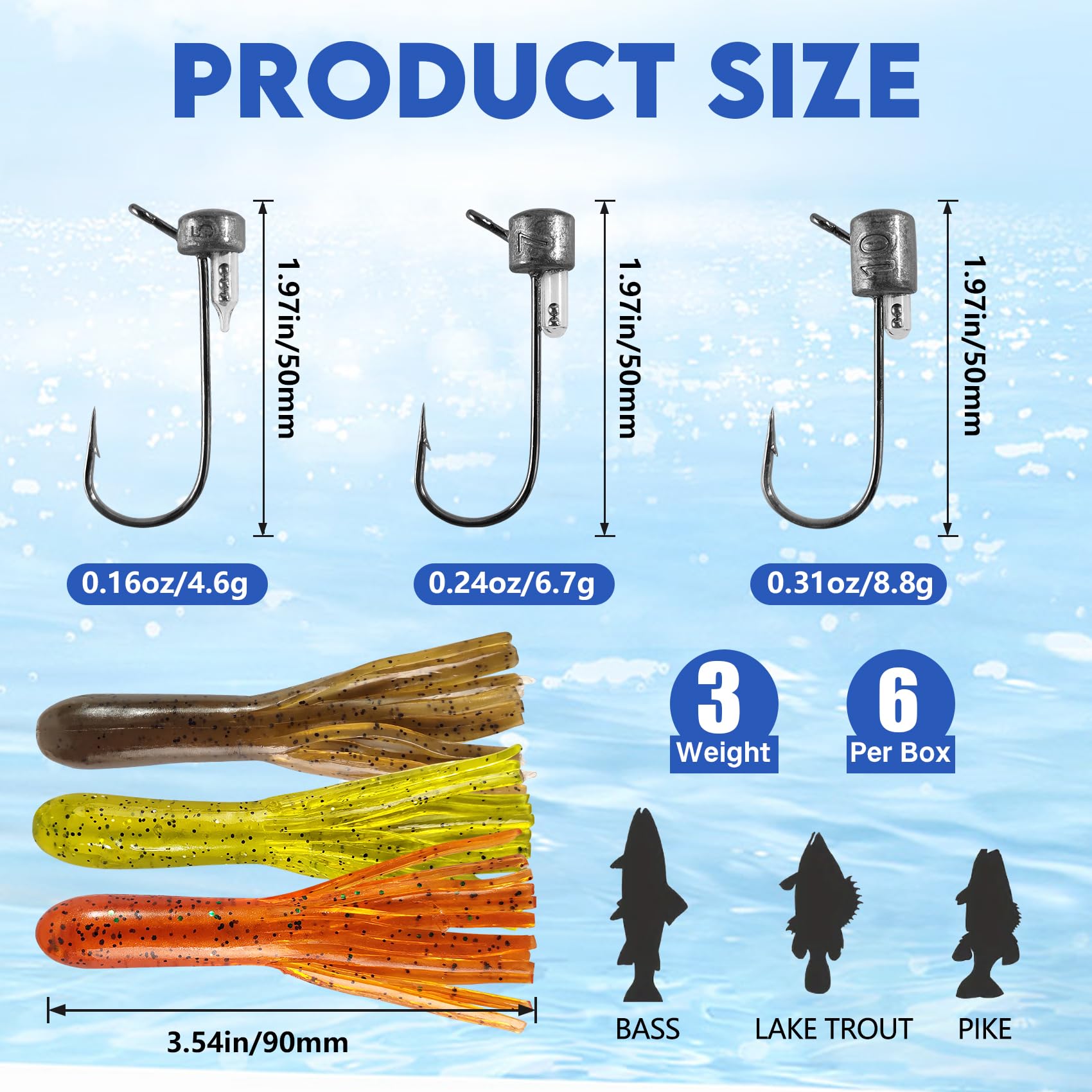 Ned Rattle tube jig head standing upright in water