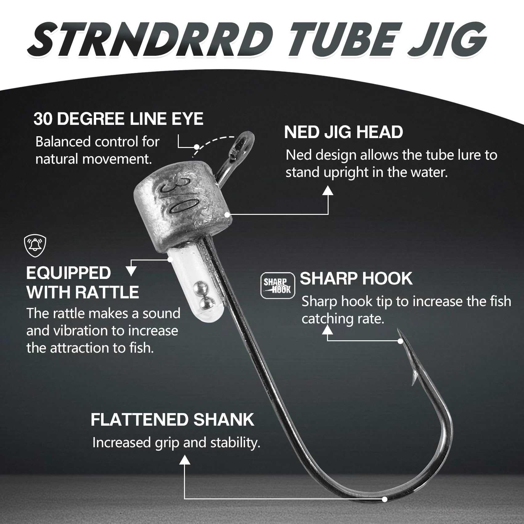 Jig heads perfectly matched in size and weight to tube baits