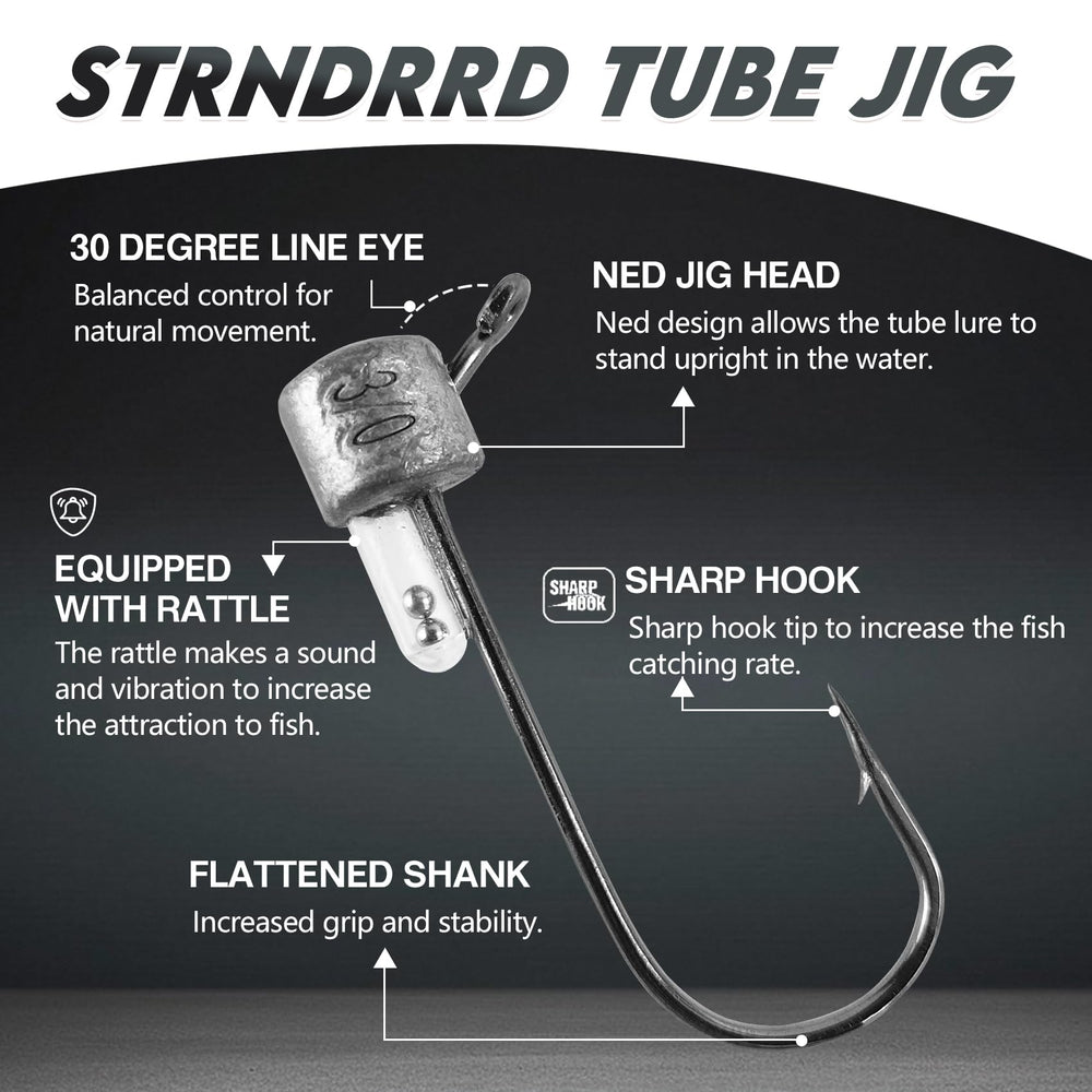 Jig heads perfectly matched in size and weight to tube baits