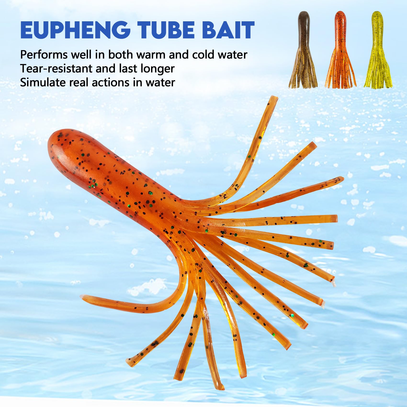 Ultra-soft, durable tube baits for bite resistance in warm and cold water