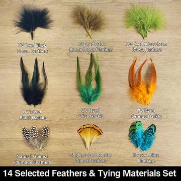 EUPHENG UV-dyed hackle feathers provide vivid color for different lighting.