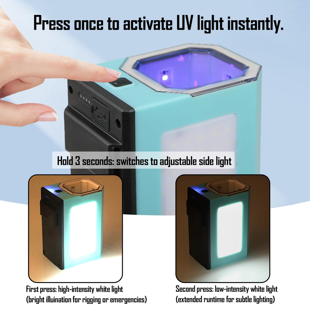 One-Touch UV light operation and side LED illumination