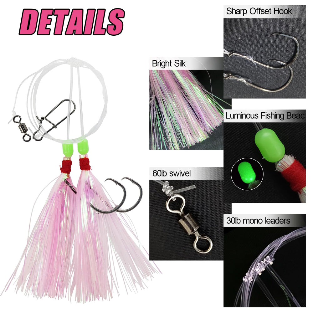 Wide Gap hooks attached to saltwater fluke rig