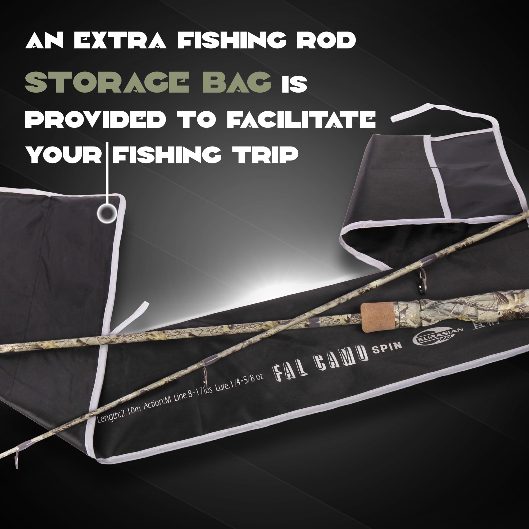 E EURASIAN SPORTS camo 2-piece design enables easy packing and transit