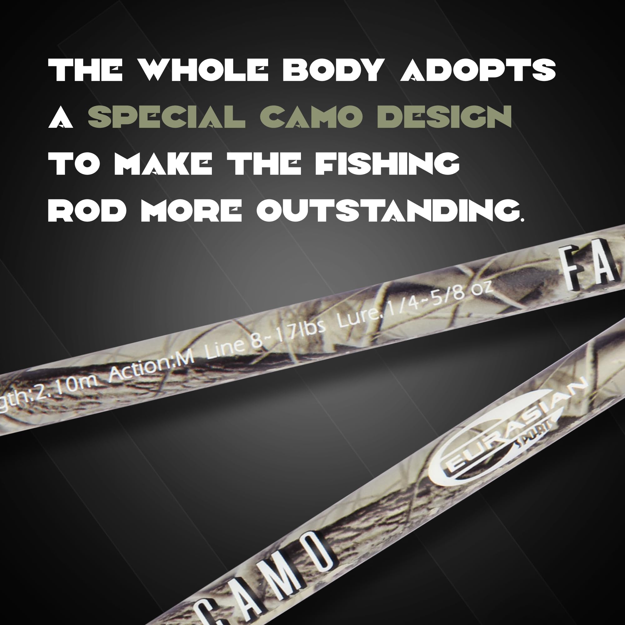 E EURASIAN SPORTS camo design blends into outdoor environments for stealthy casting