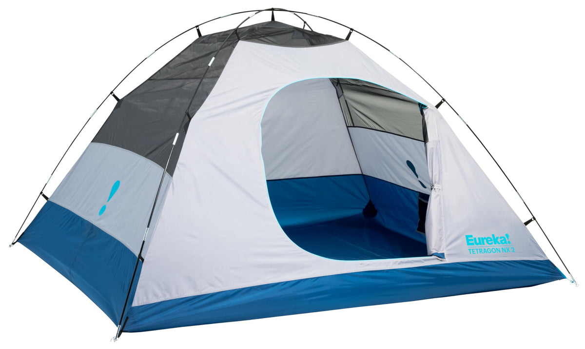 Eureka Tetragon NX 2-person tent pitched for car camping, quick setup.