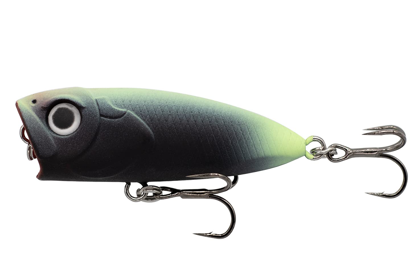 Eurotackle Z-Popper 1.75-inch micro top water lure in Black Hi-Viz for multispecies surface fishing.